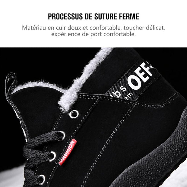 Fizzhiss Bottes d'hiver antidérapantes et imperméables et chaussures chaudes en velours