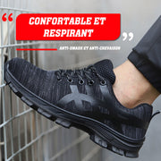 Fizzhiss Chaussures de Travail Homme Embout Acier Protection Antidérapante Anti-Perforation Chaussures