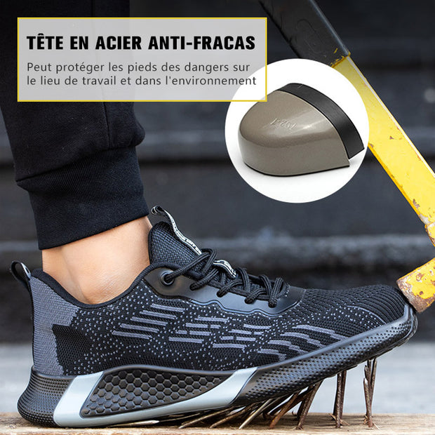 Fizzhiss Chaussures de sécurité anti-smash, anti-crevaison, antidérapantes et résistantes à l'usure