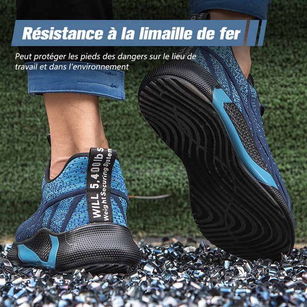 Fizzhiss S3 Chaussures de travail respirantes, résistantes à l'usure, incassables et increvables