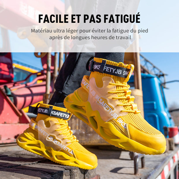 Fizzhiss Chaussures de travail tissées et respirantes avec embout en acier