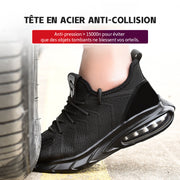 Fizzhiss Chaussures de travail en maille anti-écrasement, anti-perçage, légères et respirantes, chaussures de sécurité