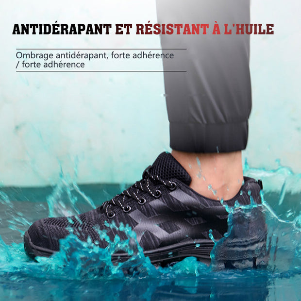 Fizzhiss Chaussures de Travail Homme Embout Acier Protection Antidérapante Anti-Perforation Chaussures