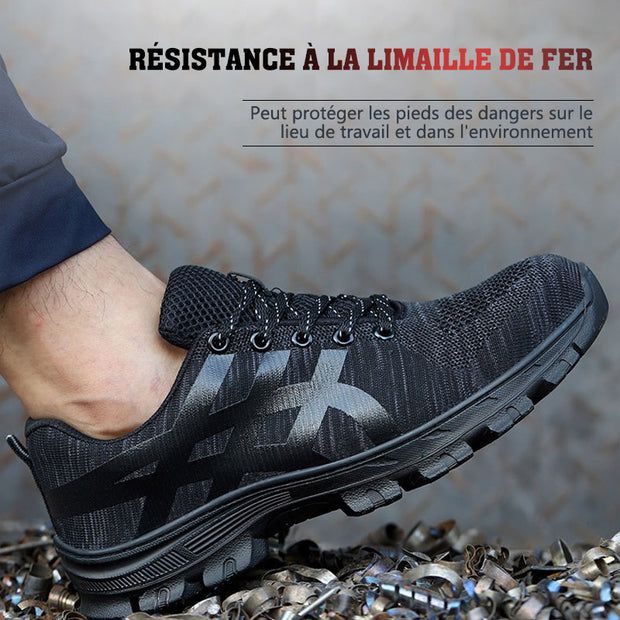 Fizzhiss Chaussures de Travail Homme Embout Acier Protection Antidérapante Anti-Perforation Chaussures